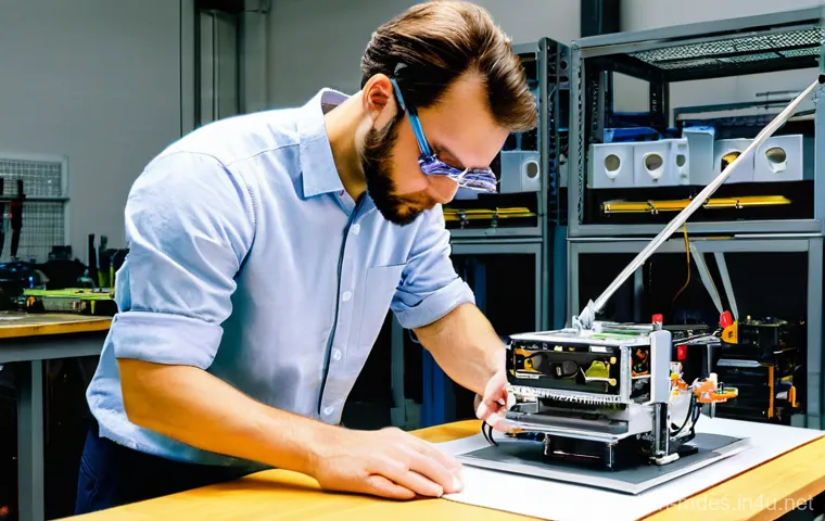 기계설계 인턴 지원 준비물 - **Prompt: Collaborative Innovation in Smart Manufacturing**
    "A diverse team of three engineers—t...