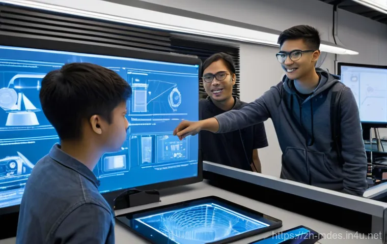 기계설계 강의 계획서 작성법 - **Prompt: "A diverse group of university mechanical engineering students, both male and female, coll...