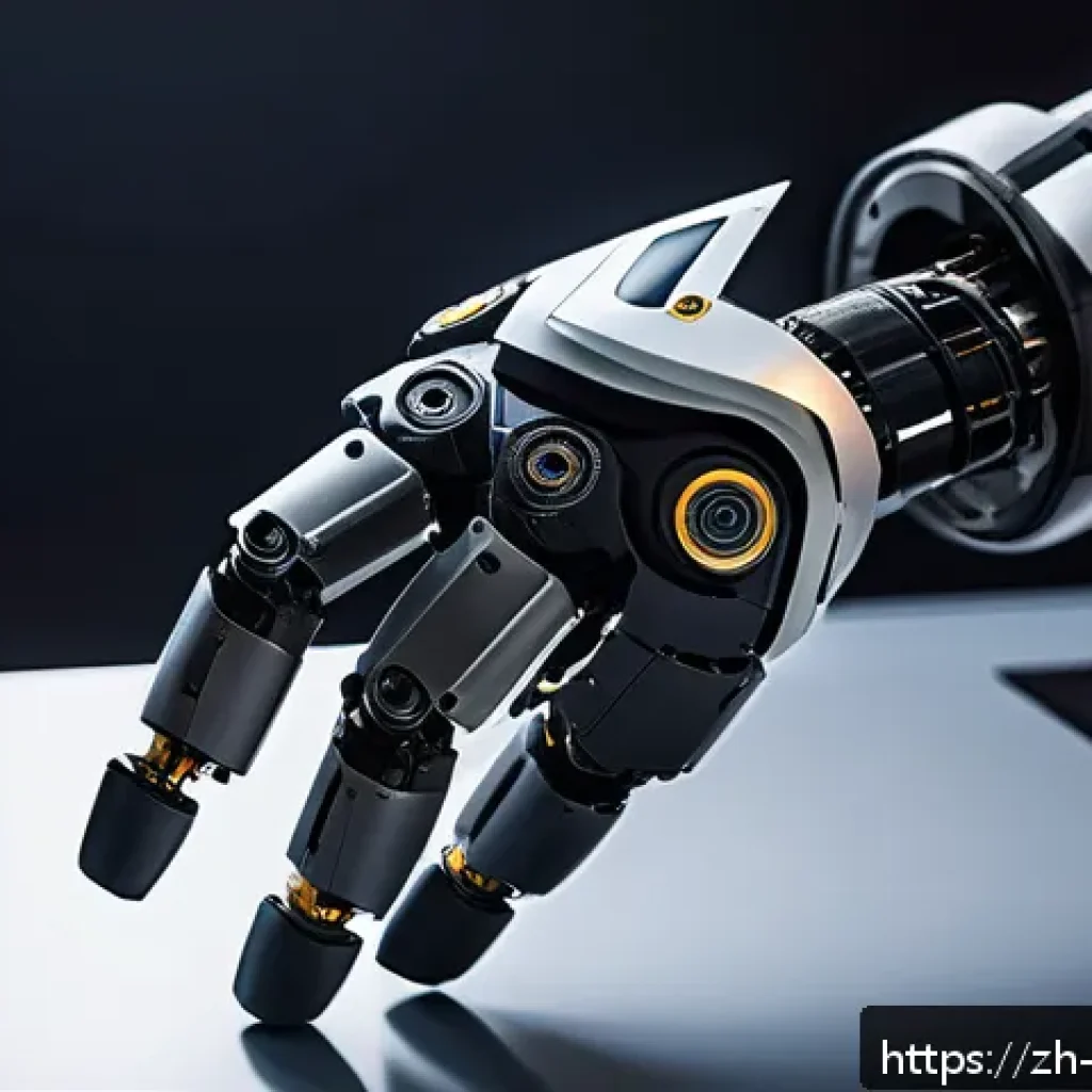 기계설계 산업 표준 규격 소개 - A highly detailed scene of an advanced robotic arm designed with carbon fiber composite materials, s...