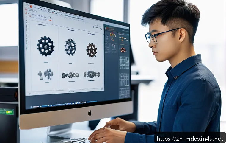 기계설계와 관련된 기술 블로그 시작하기 - A modern mechanical engineering workspace featuring a young professional engineer (wearing safety gl...